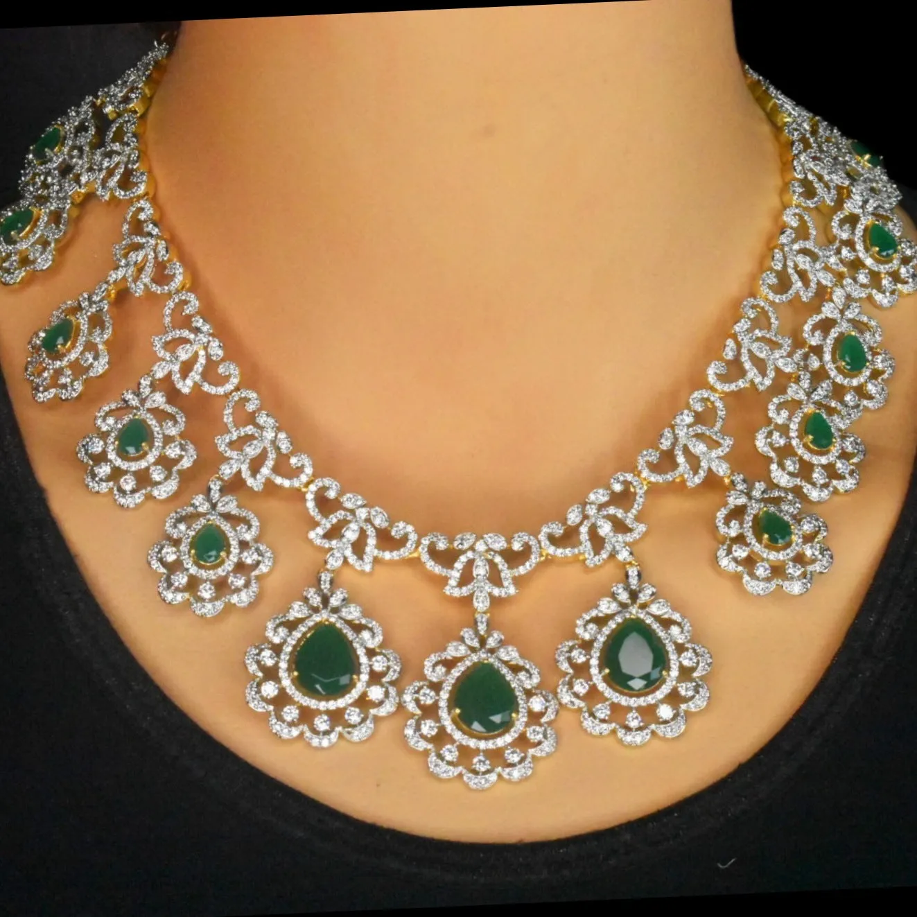 Bridal Emerald Necklace With matching Earrings By Asp Fashion Jewellery