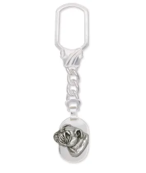 Bulldog Key Ring Jewelry Sterling Silver Handmade Dog Key Ring BD10-KRE