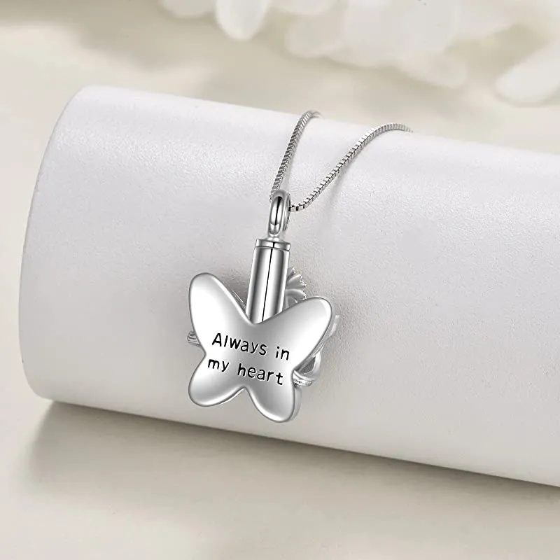 Butterfly Urn Necklace for Ashes 925 Sterling Silver Sunflower Butterfly Pendant Cremation Keepsake Necklace for Women Jewelry