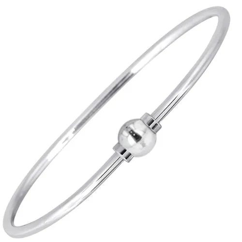 Cape Cod Sterling Silver Single Ball Bangle Bracelet