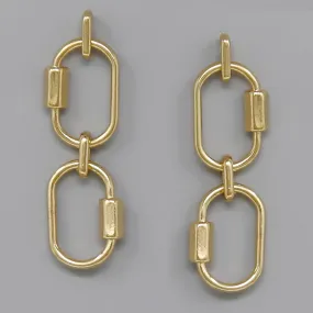 Carabiner Metal Link Drop Earrings