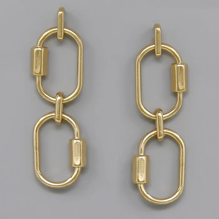 Carabiner Metal Link Drop Earrings