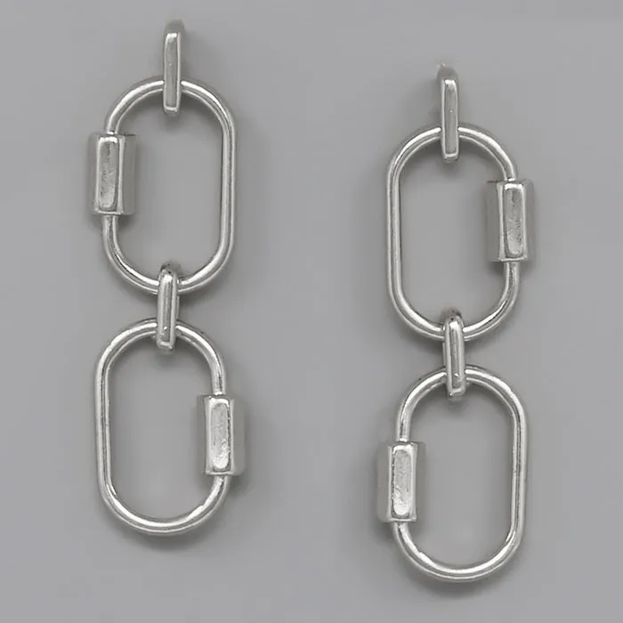 Carabiner Metal Link Drop Earrings