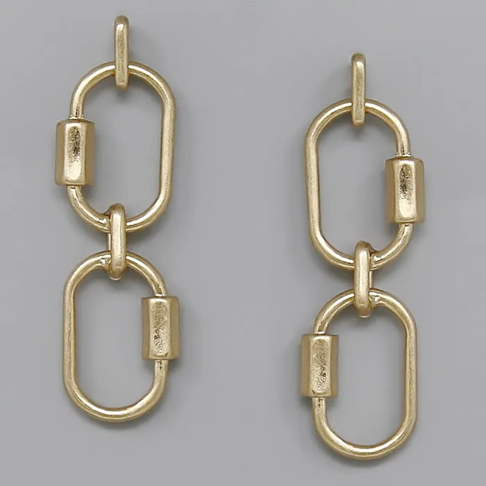 Carabiner Metal Link Drop Earrings