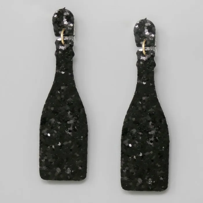 Champagne Bottle Glitter Drop Earrings