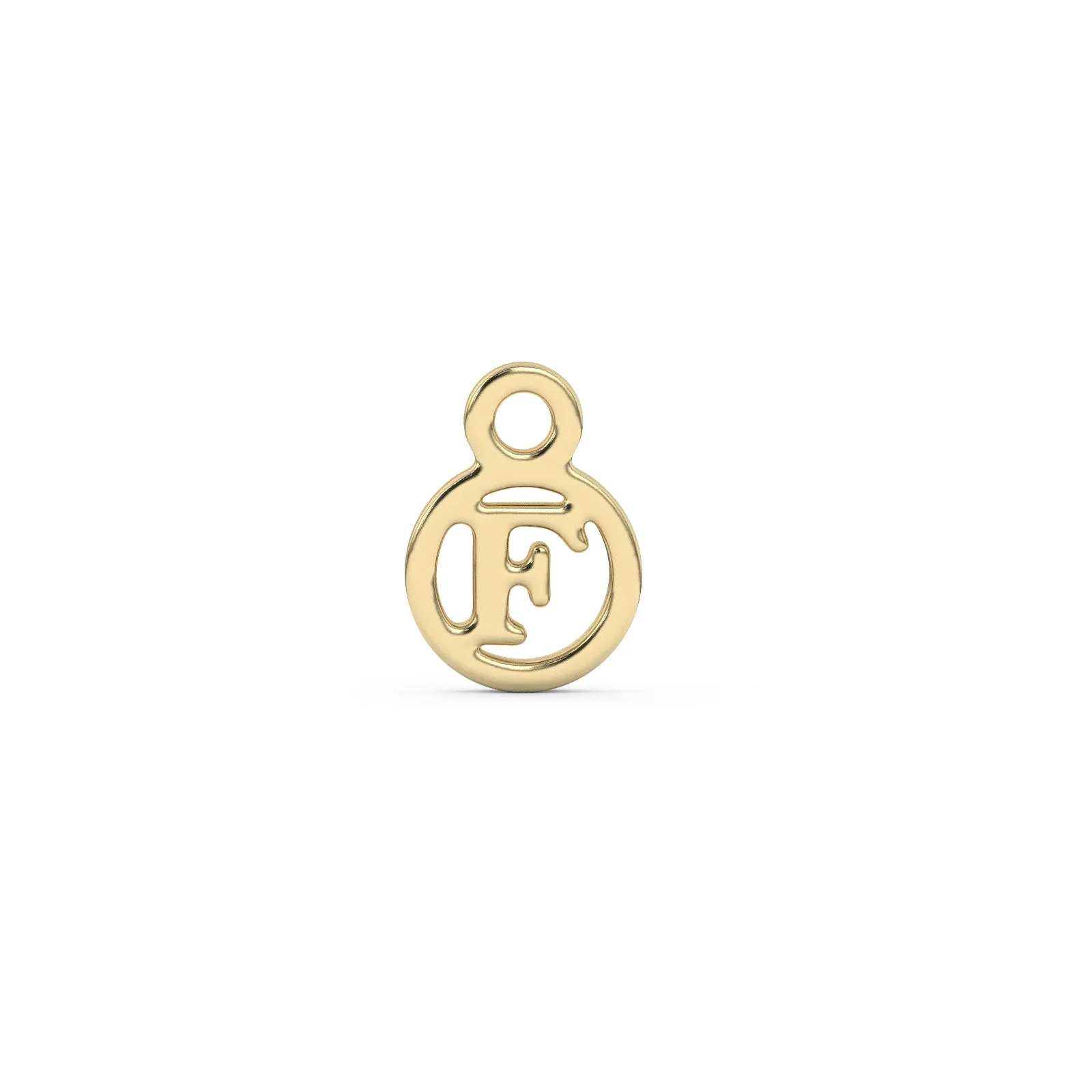 Circle Initial Charm - F | 10k Yellow Gold