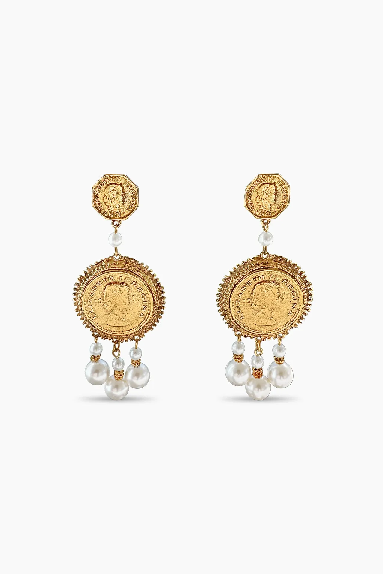 Coin & Pearl Drop Earrings