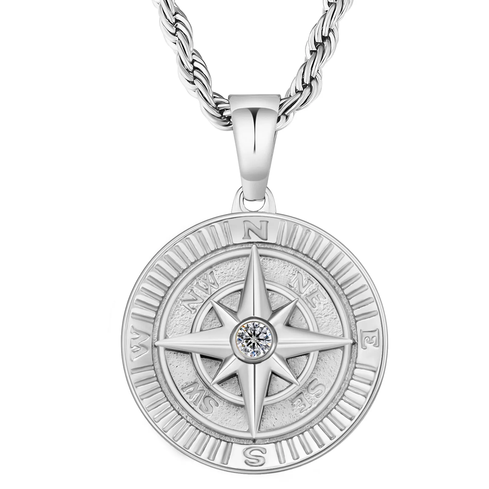 Compass Coin Pendant Necklace for Men CPLP