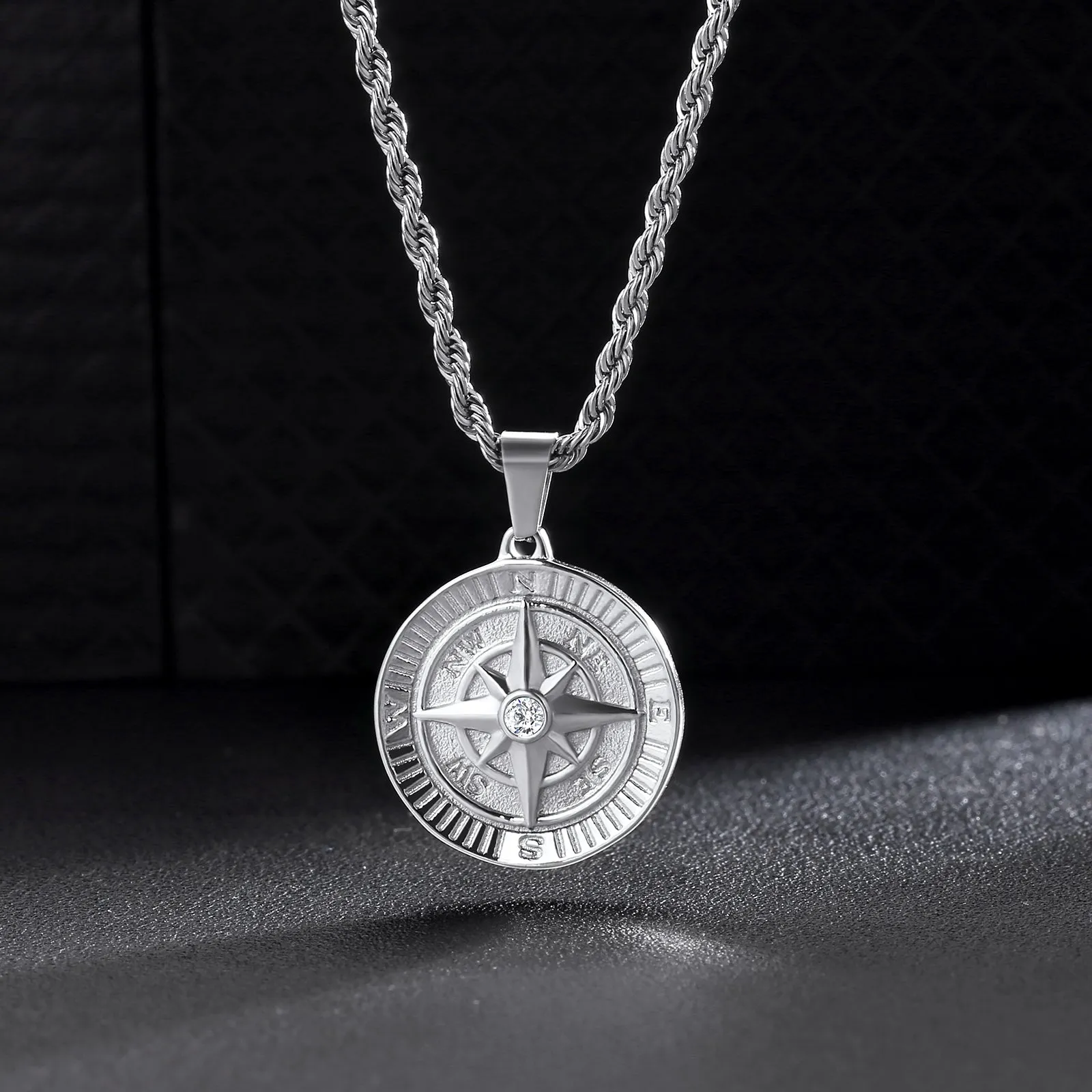 Compass Coin Pendant Necklace for Men CPLP