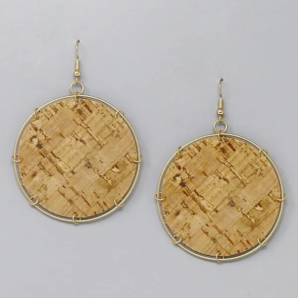 Cork Round Dangle Earrings