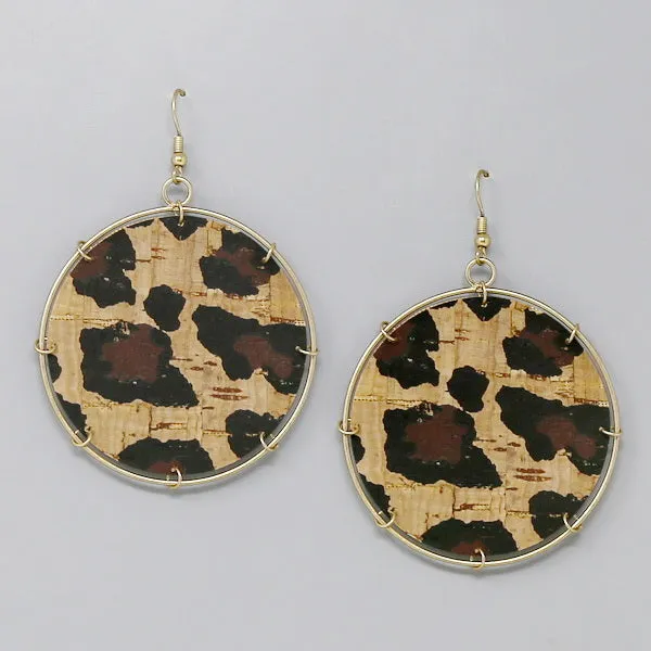 Cork Round Dangle Earrings