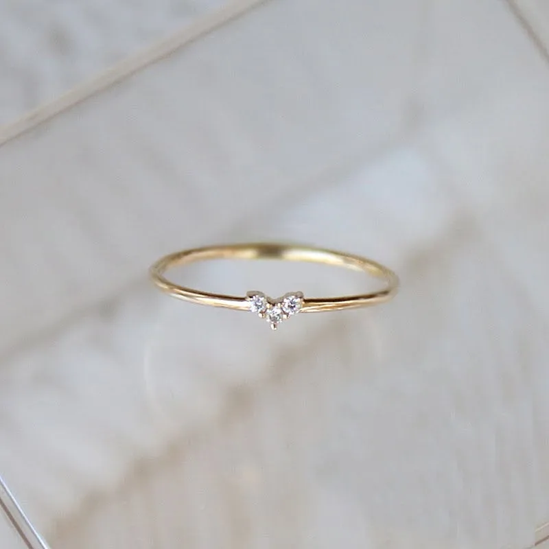 Dainty Heart Illusion Diamond Engagement / Women's Ring