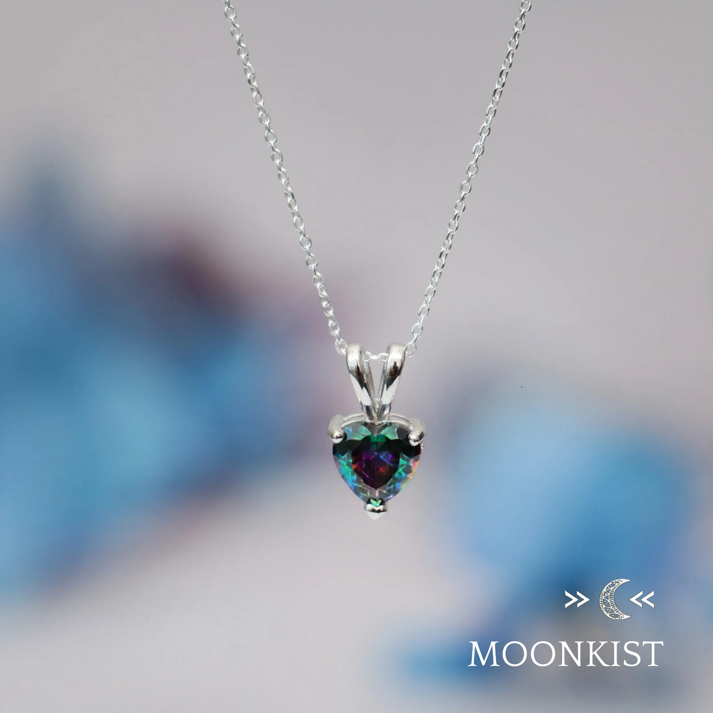 Dainty Mystic Topaz CZ Heart Necklace | Moonkist Designs