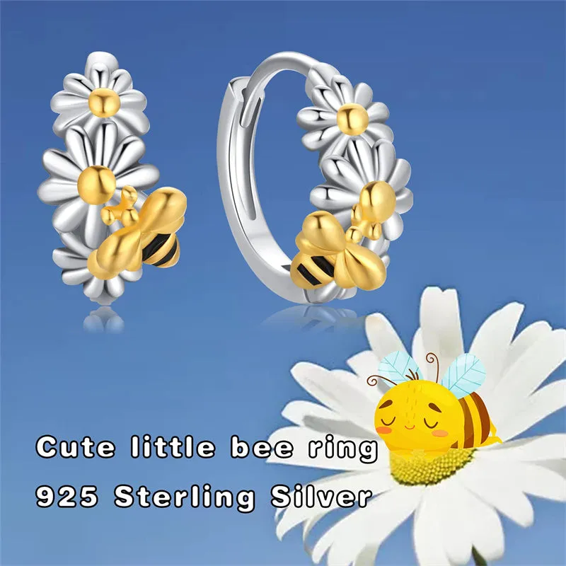 Daisy Hoop Earrings 925 Sterling Silver Hypoallergenic Small Flower Hoops Earrings Gift for Women Girls