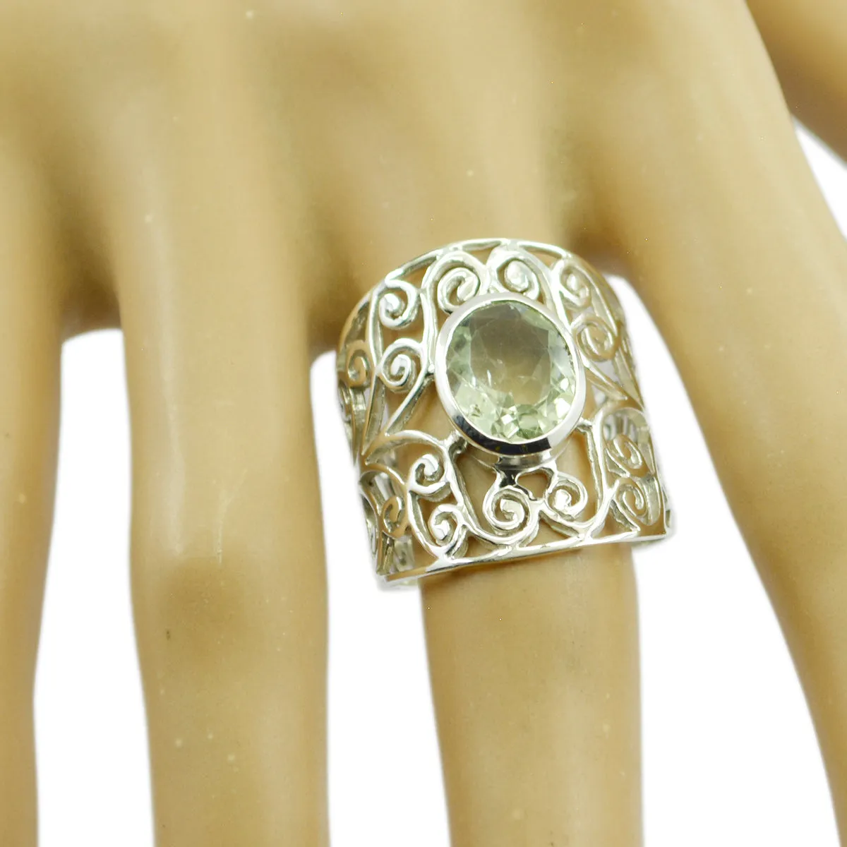 Optimized Title: Elegant Green Amethyst 925 Silver Ring - Perfect Graduation Gift