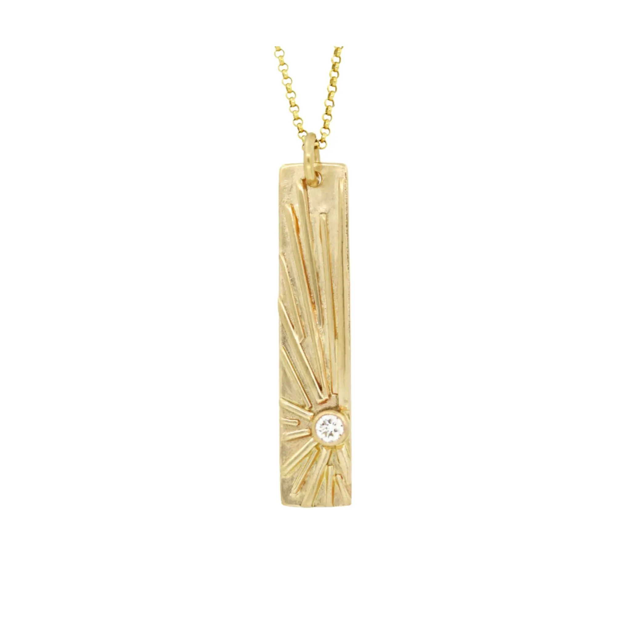 Diamond Sun Bar Necklace - 14K Gold