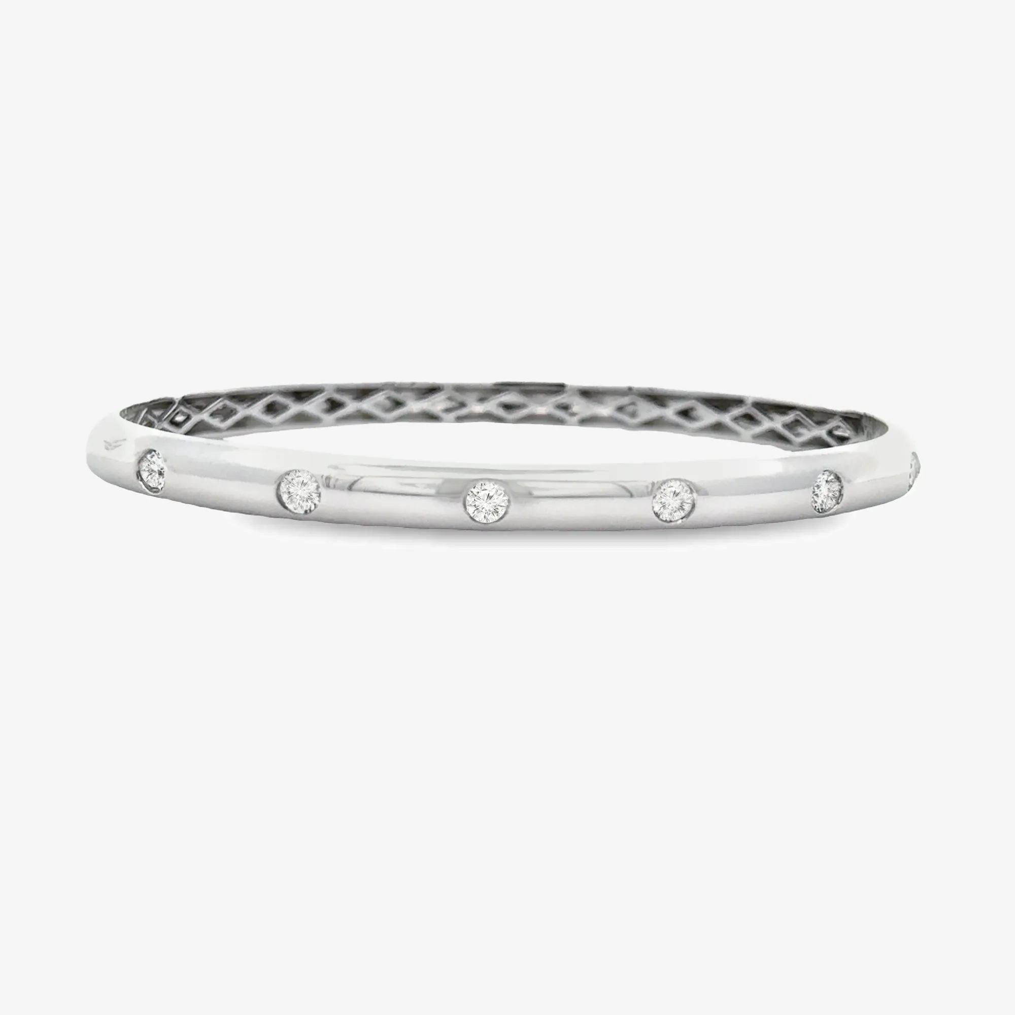 Domed 6 Burnished Diamond Bangle Bracelet