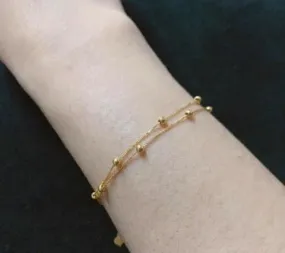 Double Layer Beads Bracelet 18K Gold