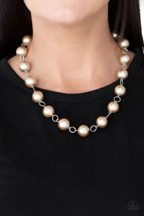 Ensconced in Elegance - Brown Pearl Short Necklace Paparazzi Accessories