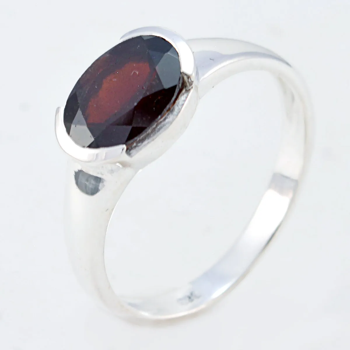 Fascinating Gems Garnet Solid Silver Ring Best Online Jewelry Store