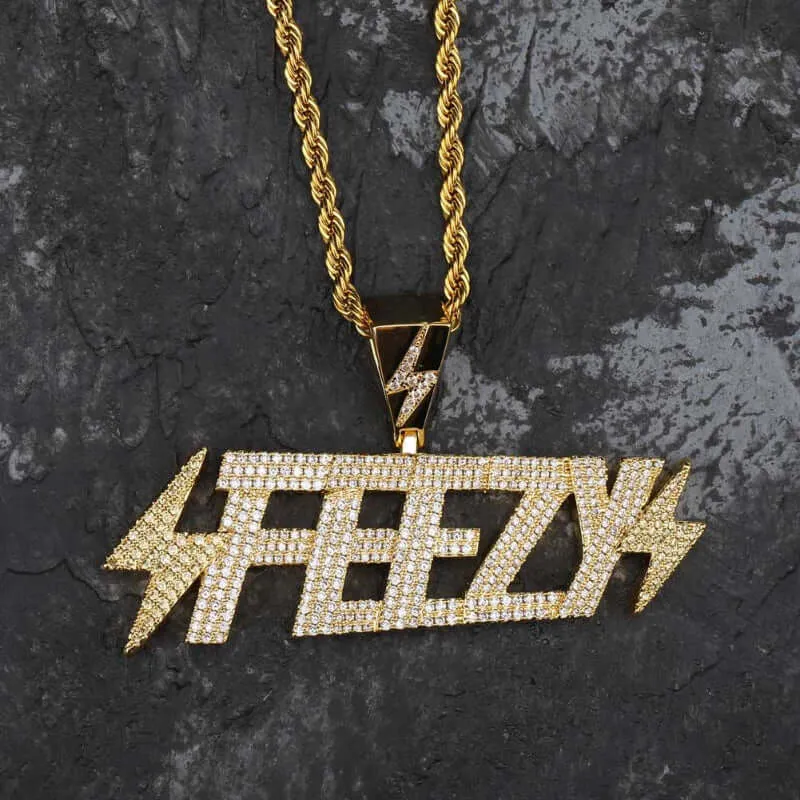 FEEZY Lightning Iced Out Pendant