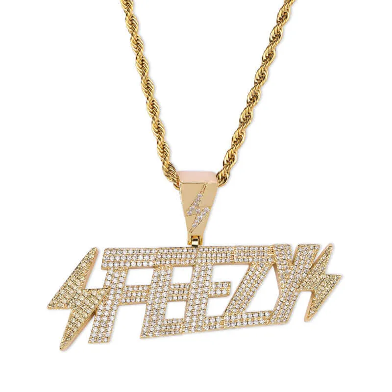 FEEZY Lightning Iced Out Pendant