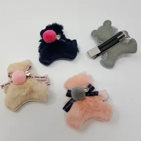 Fur Bear Pom Pom Hair Clip