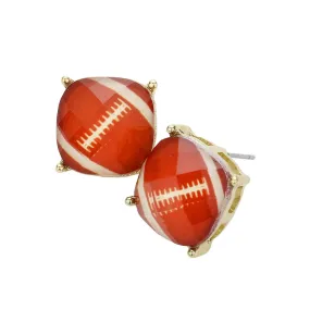 Game Day Football Cushion Square Stud Earrings