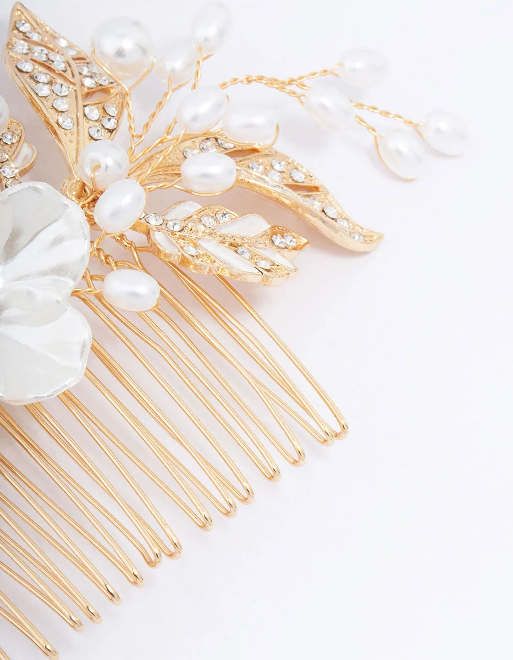 Gold Pearl Flower Vine Hair Comb