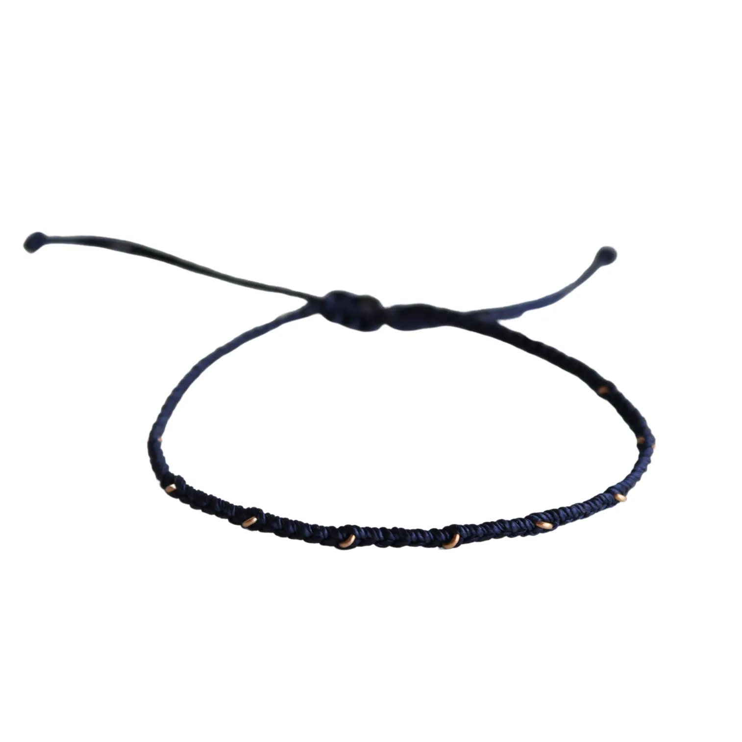 Gold Ring Navy Macrame Bracelet