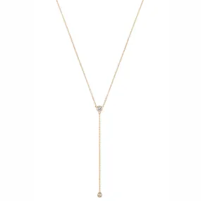 Gold solitaire Lariat Necklace