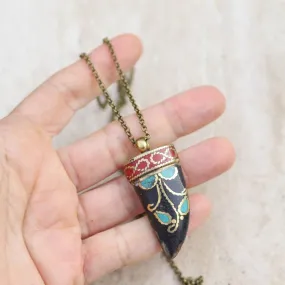 Good Luck Black & Turquoise Pendant Chain Necklace *Final Sale*