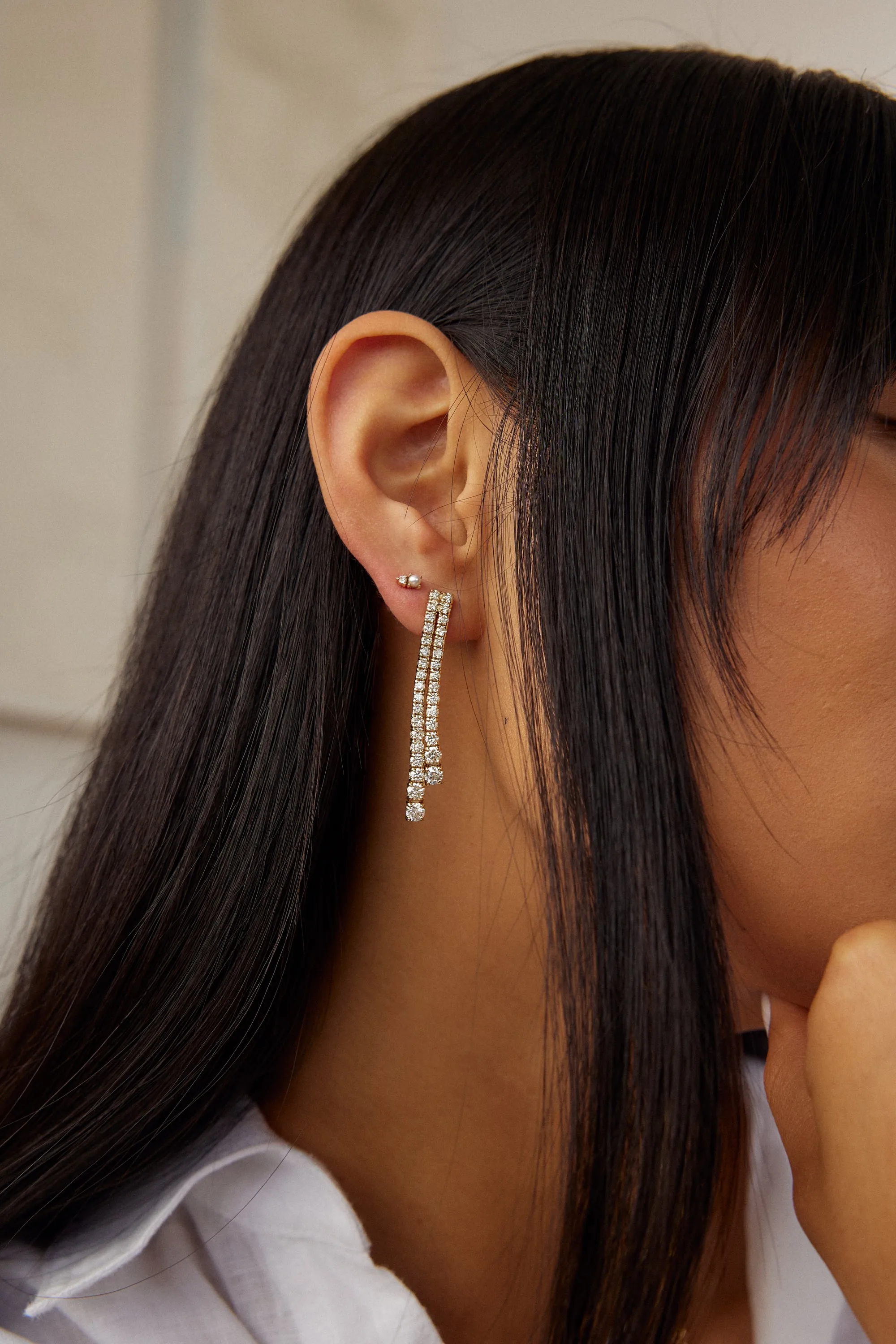 Graduated Diamond Double Tennis Earrings