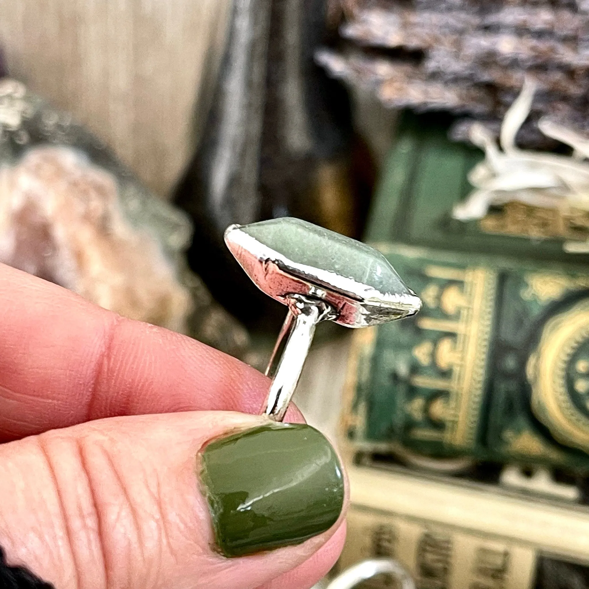 Green Aventurine Point Ring Fine Silver Size 6 7 8 9 10 Foxlark Collection /