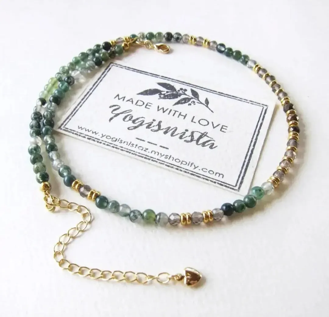 Green Moss Agate, Smoky Quartz and Tiger Eye Bracelets - Abundance and Prosperity