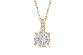 Halo Solitaire Diamond Pendant 0.50 CT TW 14K Rose Gold DPEN042