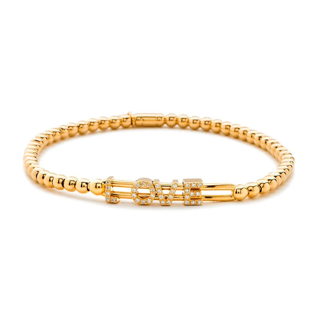 Hulchi Belluni 18K Yellow Gold Love Stretch Bead Bracelet