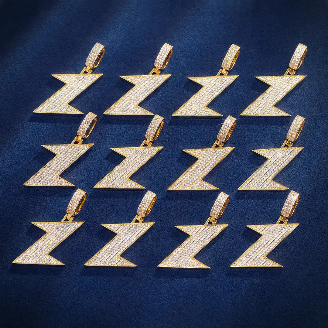 Iced Lightning Bolt Pendant