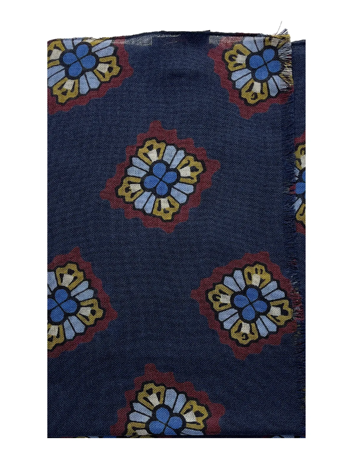 Indigo Medallion Print Cashmere Scarf