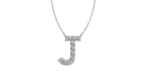 Initial J Diamond Pendant 14K Gold DIP010