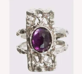 Israeli ring sterling silver 925 set with Amethyst