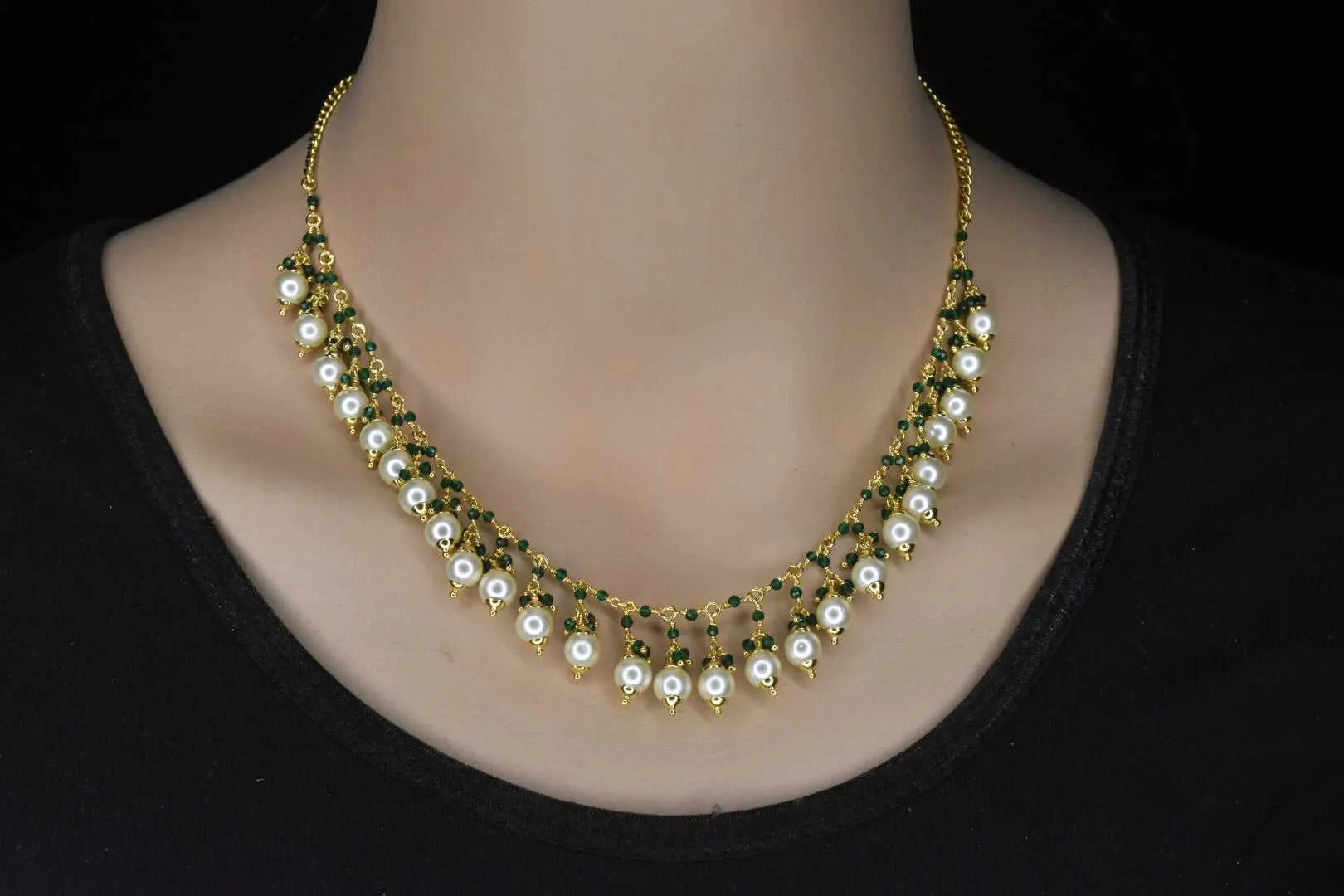 Jaali work Pearl Necklace Set