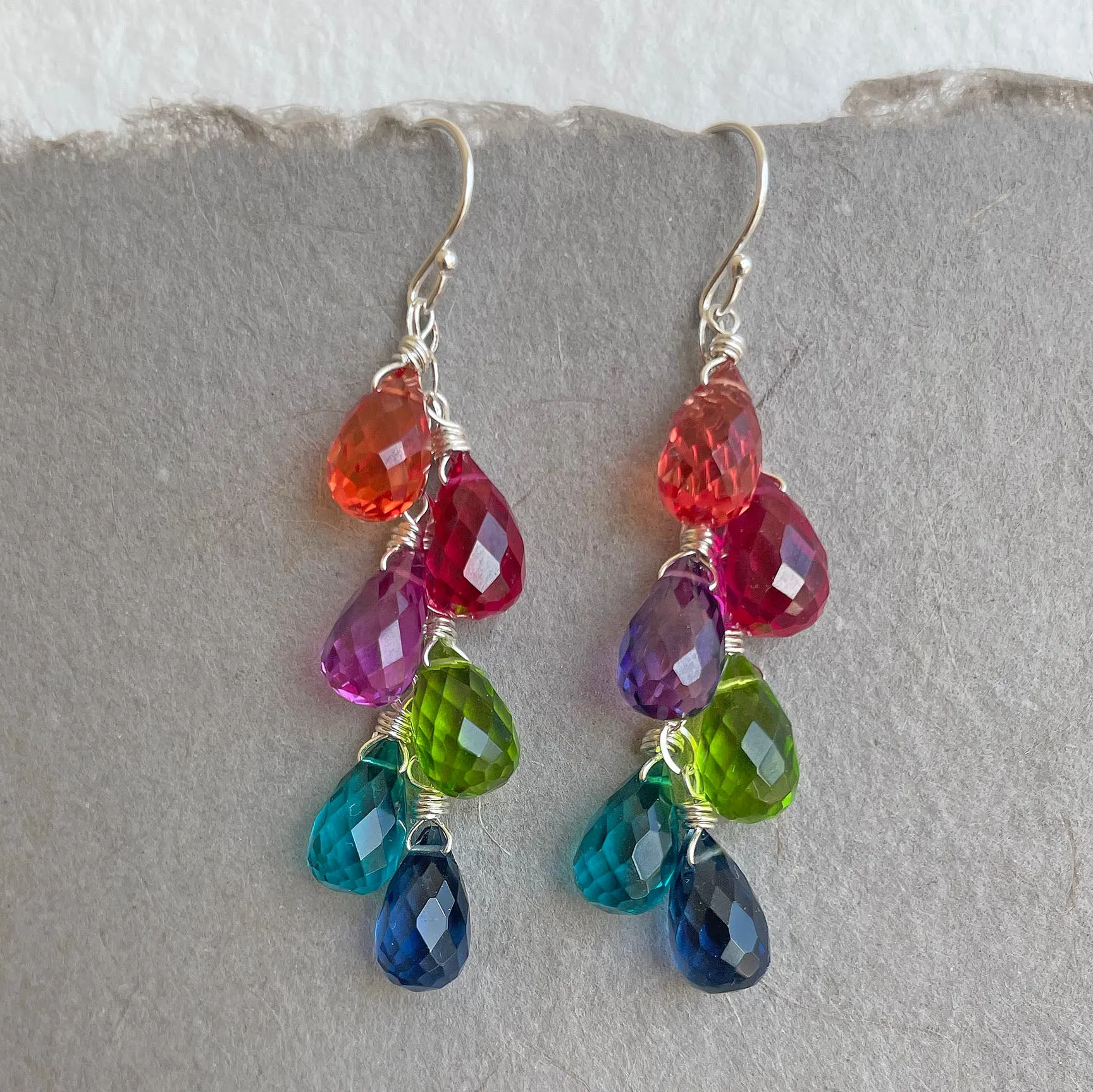 Jewel Tones Rainbow Earrings, metal options