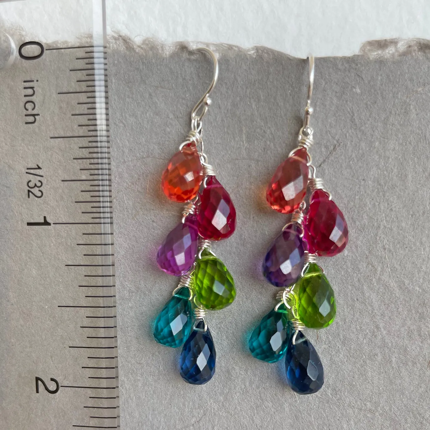 Jewel Tones Rainbow Earrings, metal options