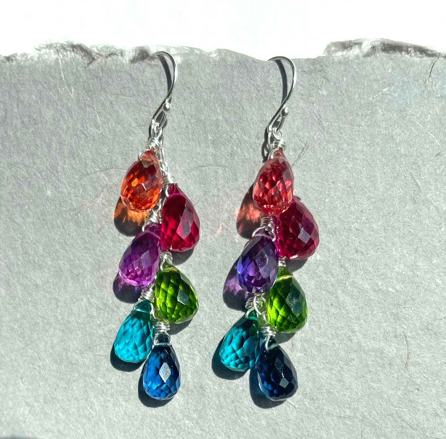 Jewel Tones Rainbow Earrings, metal options