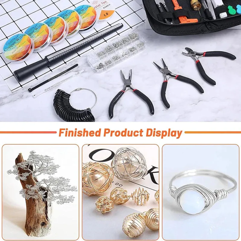 Jewelry Making Supplies Kit  Ring Sizer Measuring Tools Kit with Jewelry Tools Wire Wrapping Jewelry Findings for Rings Repair