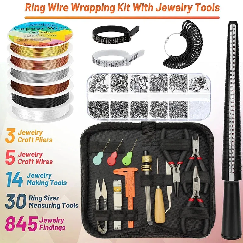 Jewelry Making Supplies Kit  Ring Sizer Measuring Tools Kit with Jewelry Tools Wire Wrapping Jewelry Findings for Rings Repair