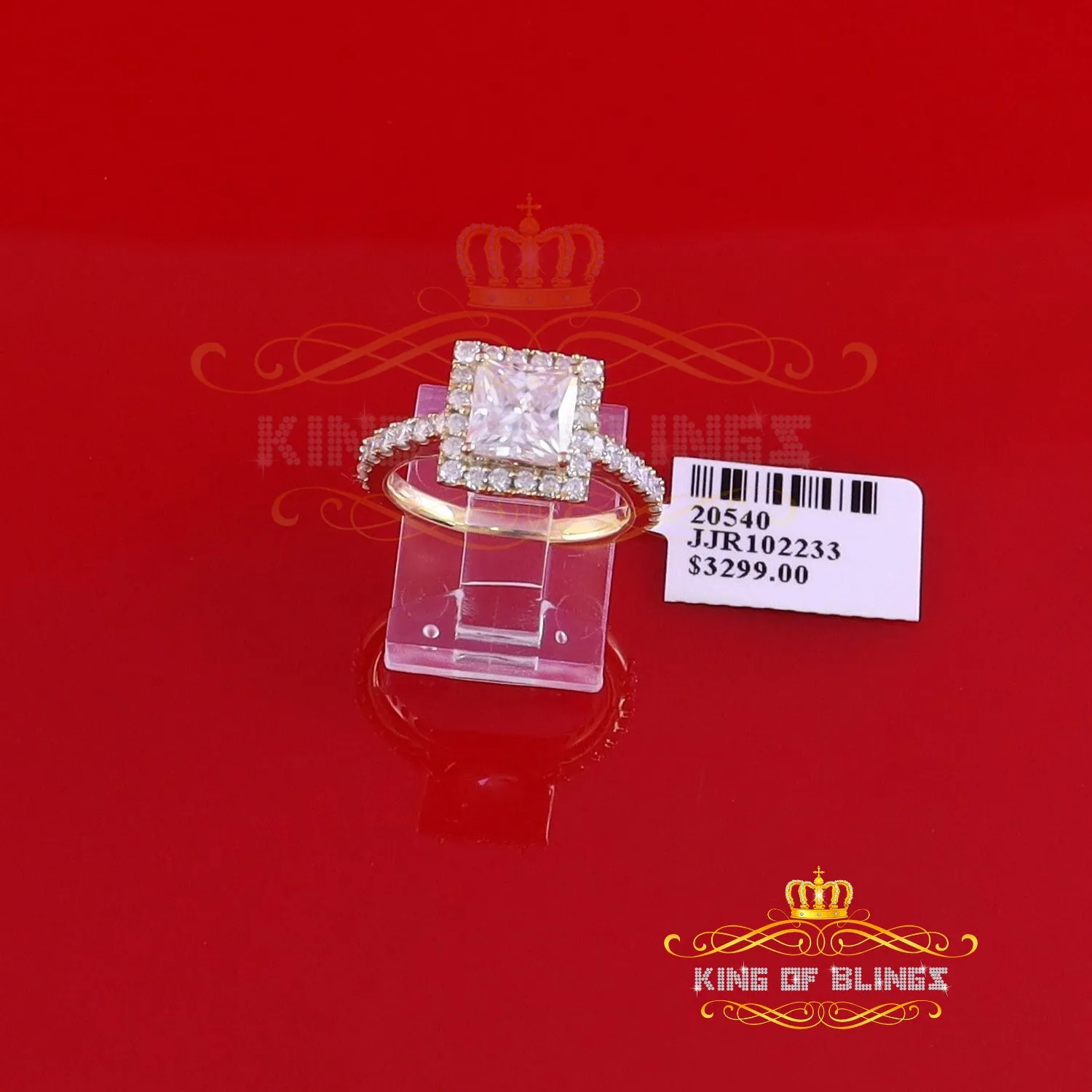 King Of Blings  10K Yellow Gold 3.00CT 'VVS' 'FL' D clr Moissonite Womens Princes Cut Ring S/7