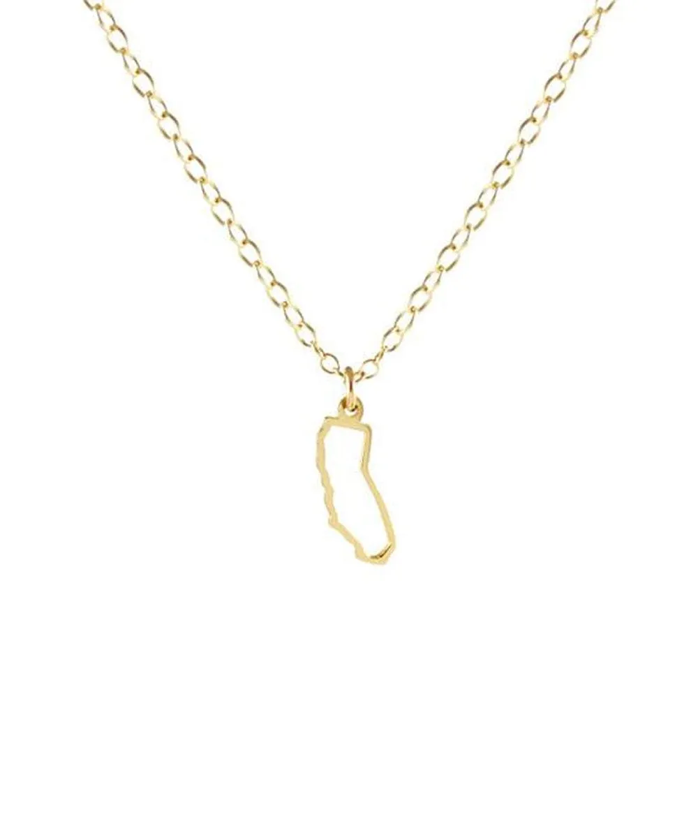 Kris Nations California Outline Charm Necklace - Gold