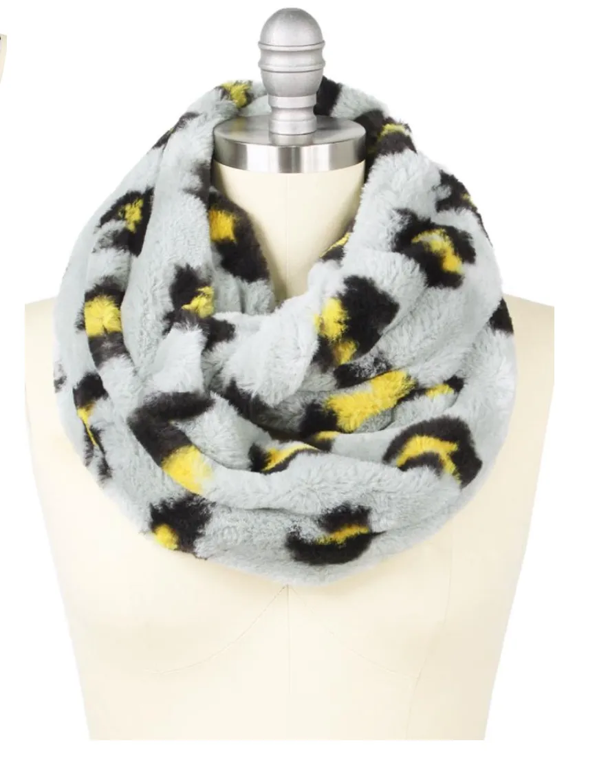 Leopard Print Fur Infinity Scarf